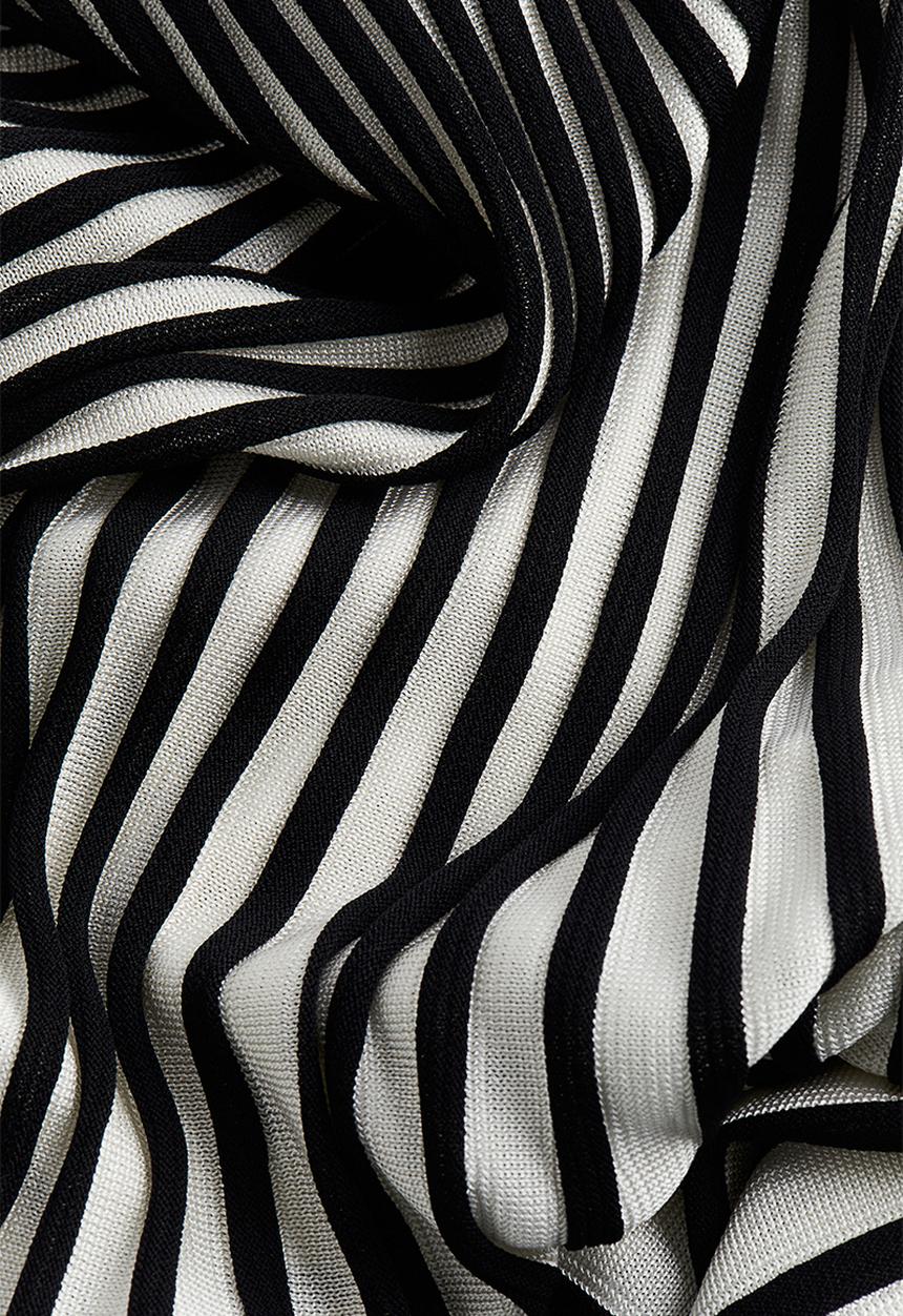 H&M - Rib-knit flared skirt - white/black striped