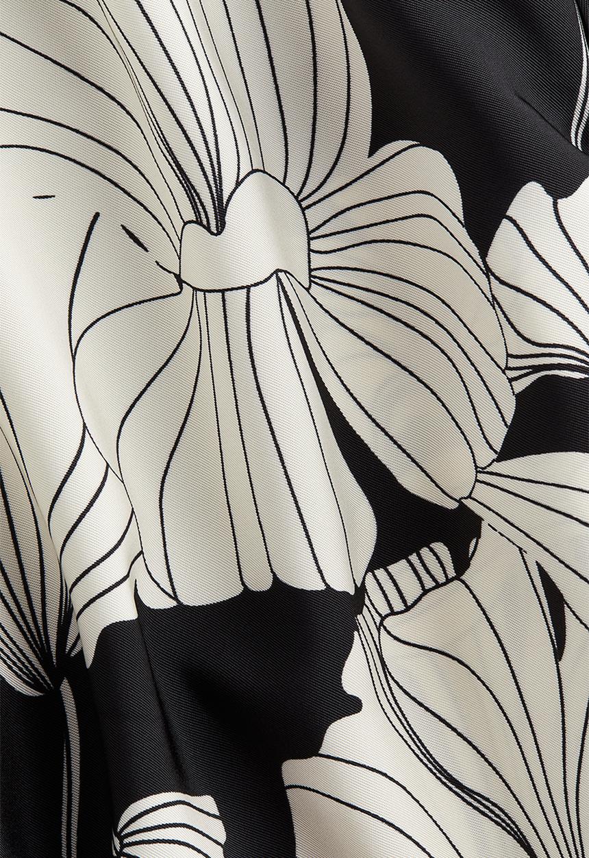 H&M - Wide pull-on trousers -  black/white floral
