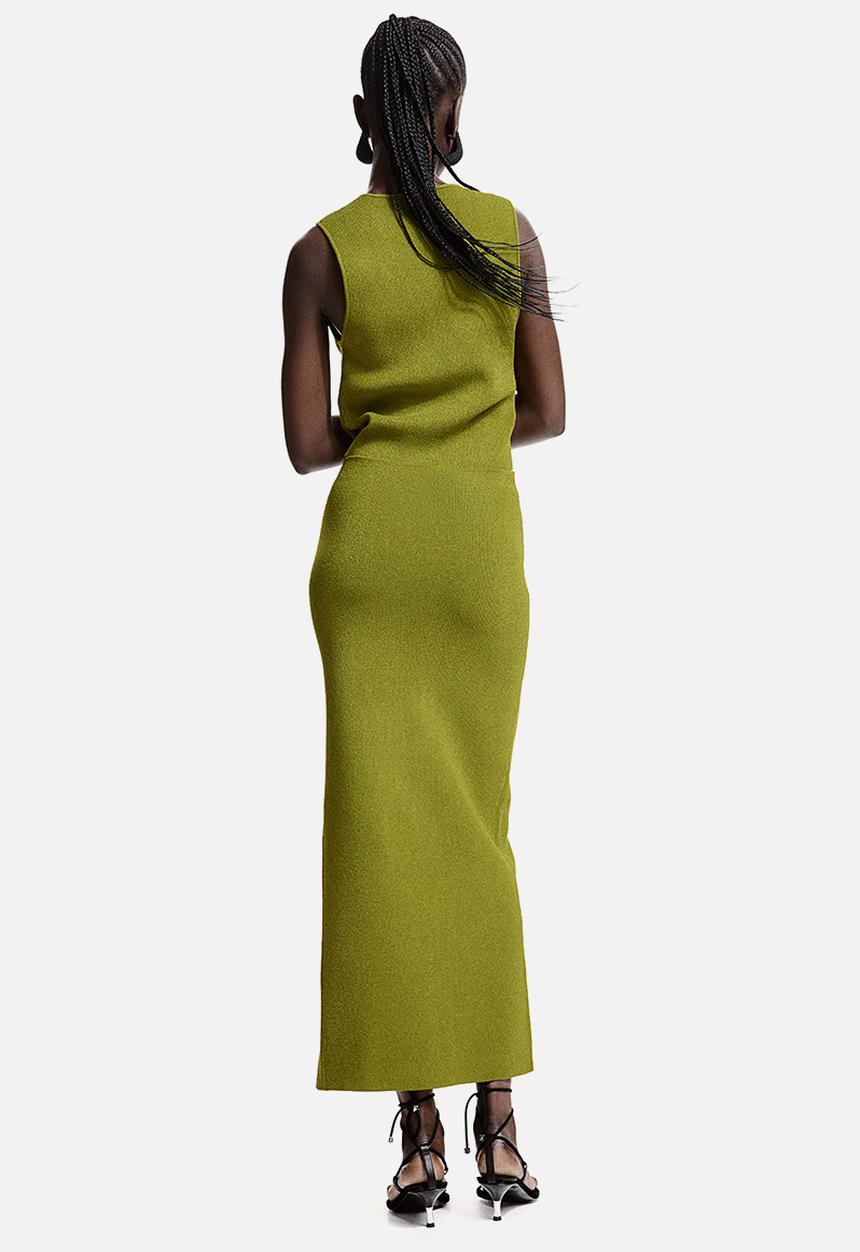 H&M - Slit-front knitted skirt - green
