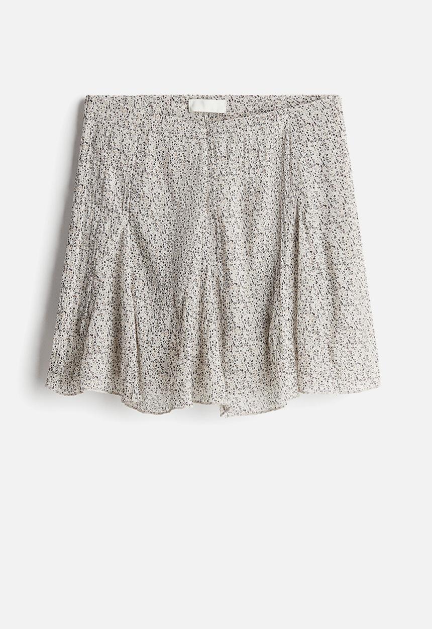 H&M - Flared mini skirt - cream/small flowers