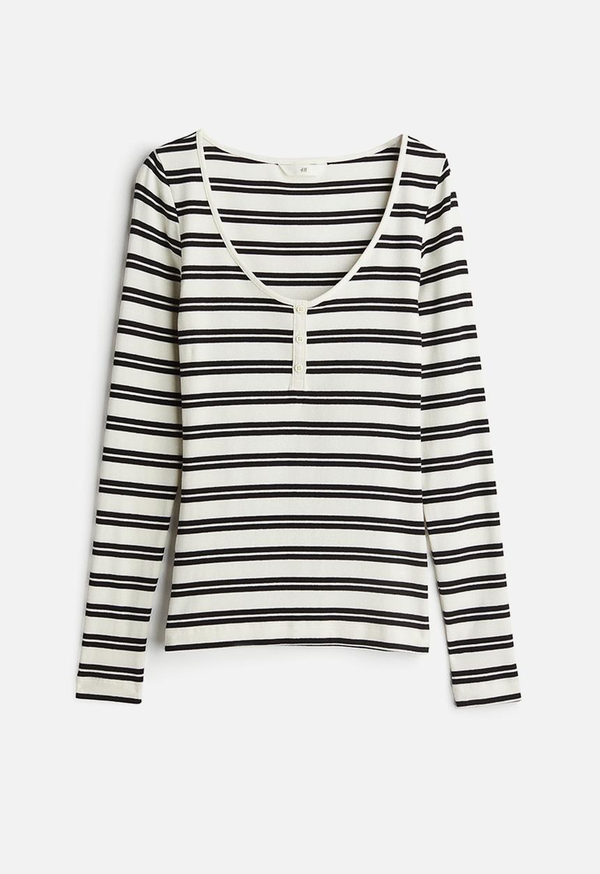 H&M - Henley top - white