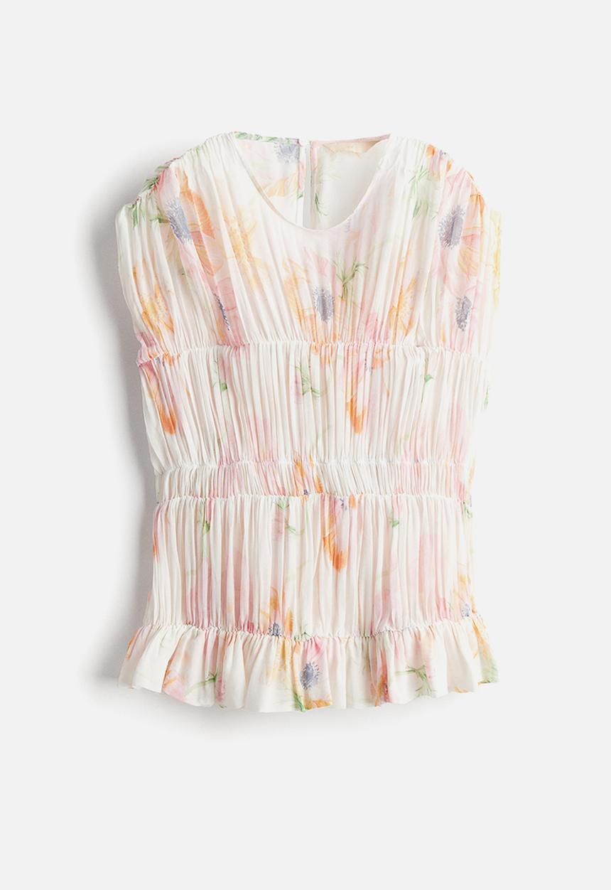 H&M - Gathered viscose blouse - white