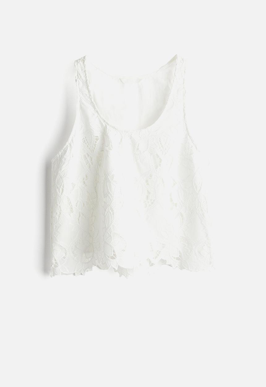 H&M - Broderie anglaise vest top - white