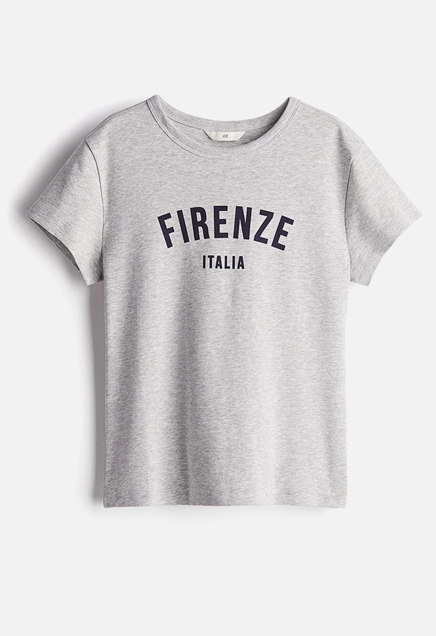 H&M - Fitted t-shirt - light grey marl firenze