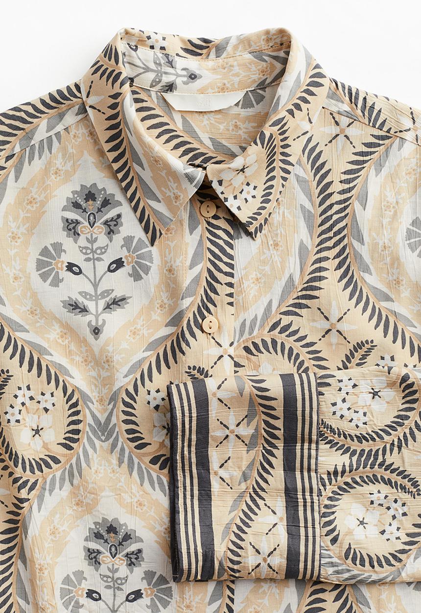 H&M - Loose-fit shirt - beige patterned