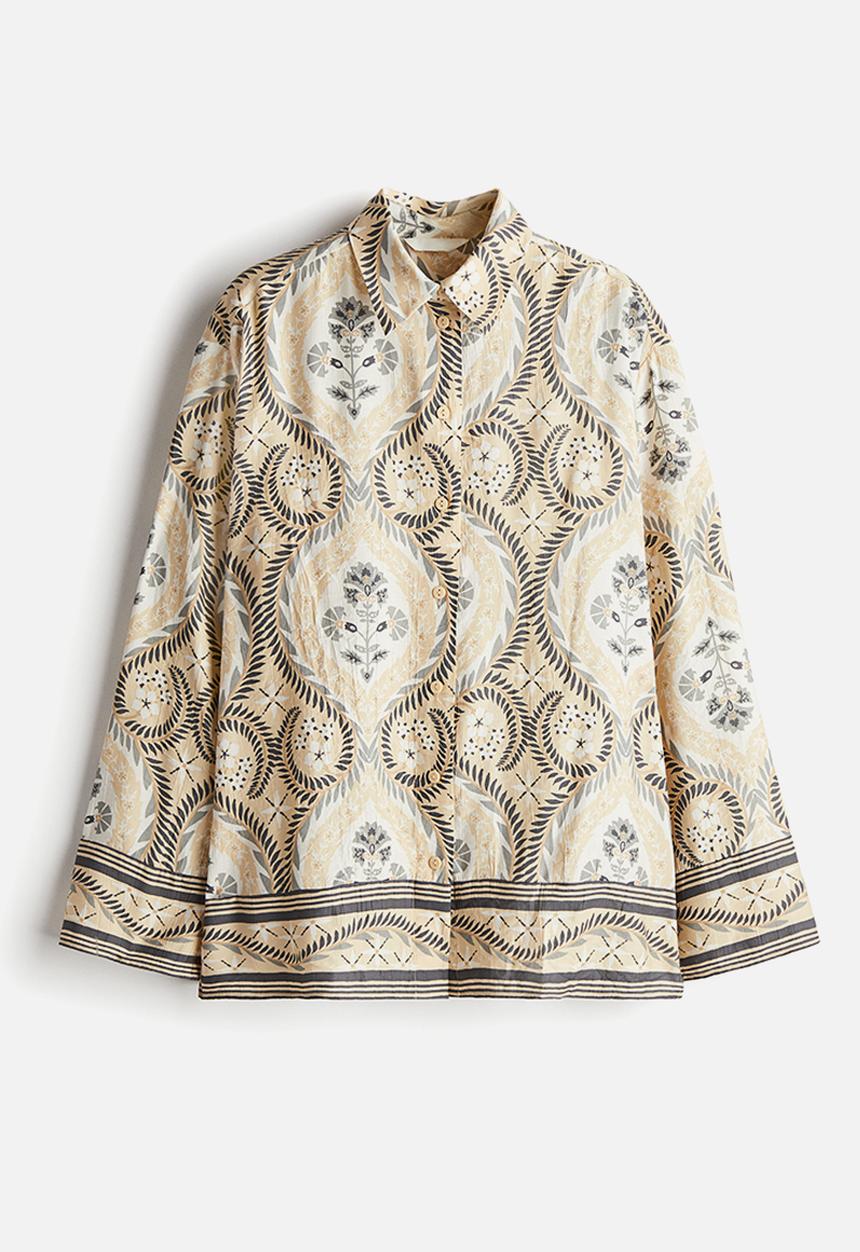 H&M - Loose-fit shirt - beige patterned
