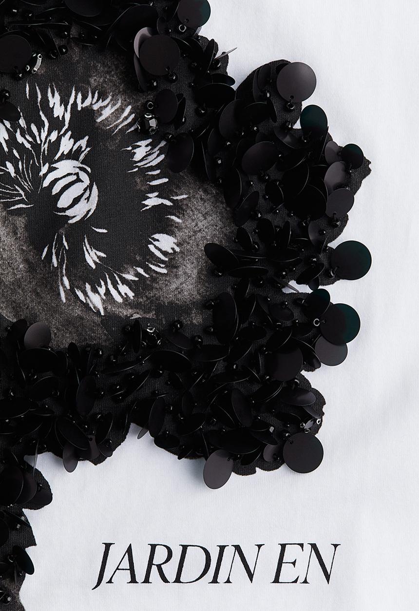 H&M - Embellished t-shirt - white fleurs