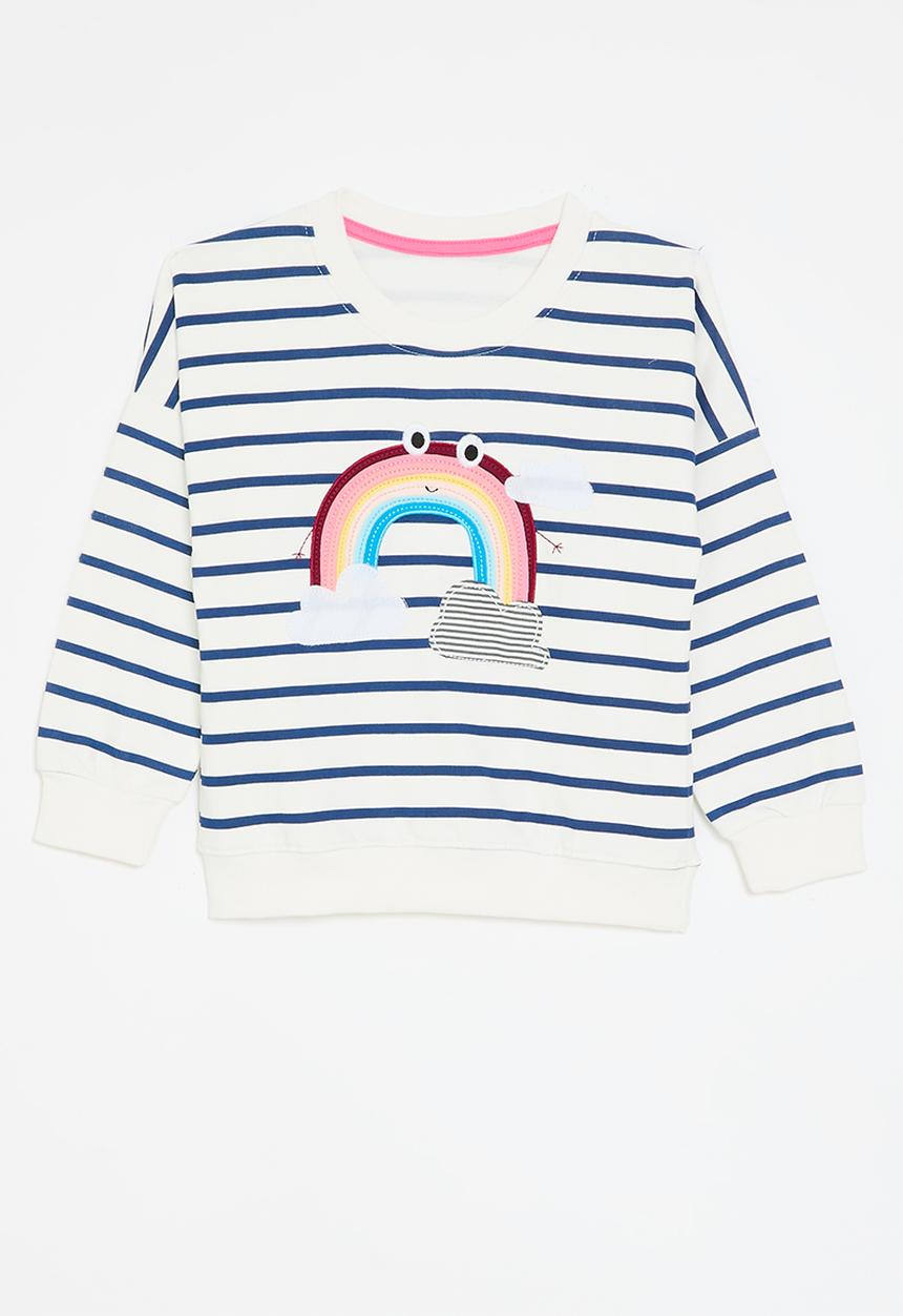 Pop Candy - Stripe sweatshirt - white & navy
