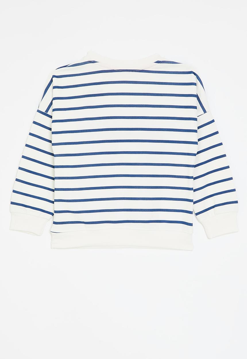 Pop Candy - Stripe sweatshirt - white & navy
