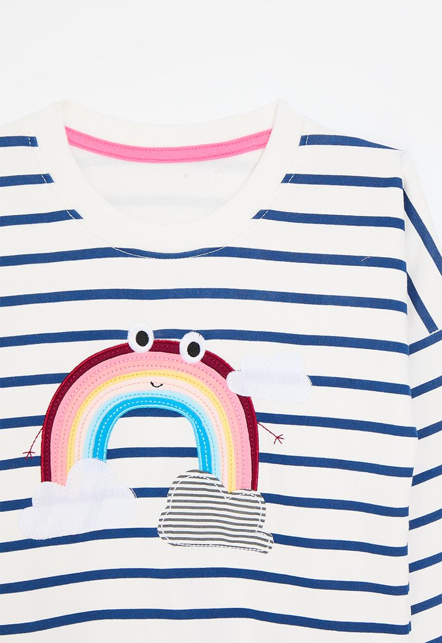 Pop Candy - Stripe sweatshirt - white & navy