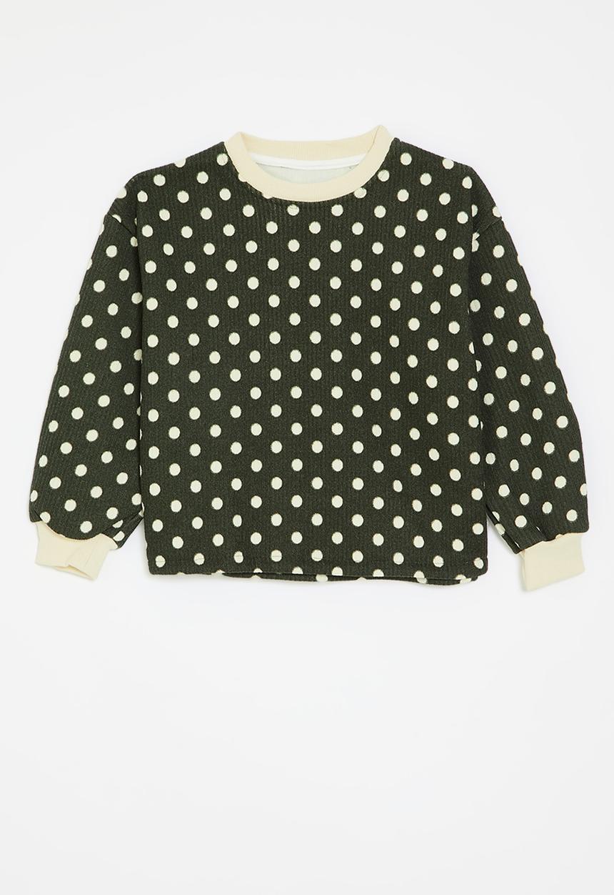 Pop Candy - Polka dot sweat top - black/cream