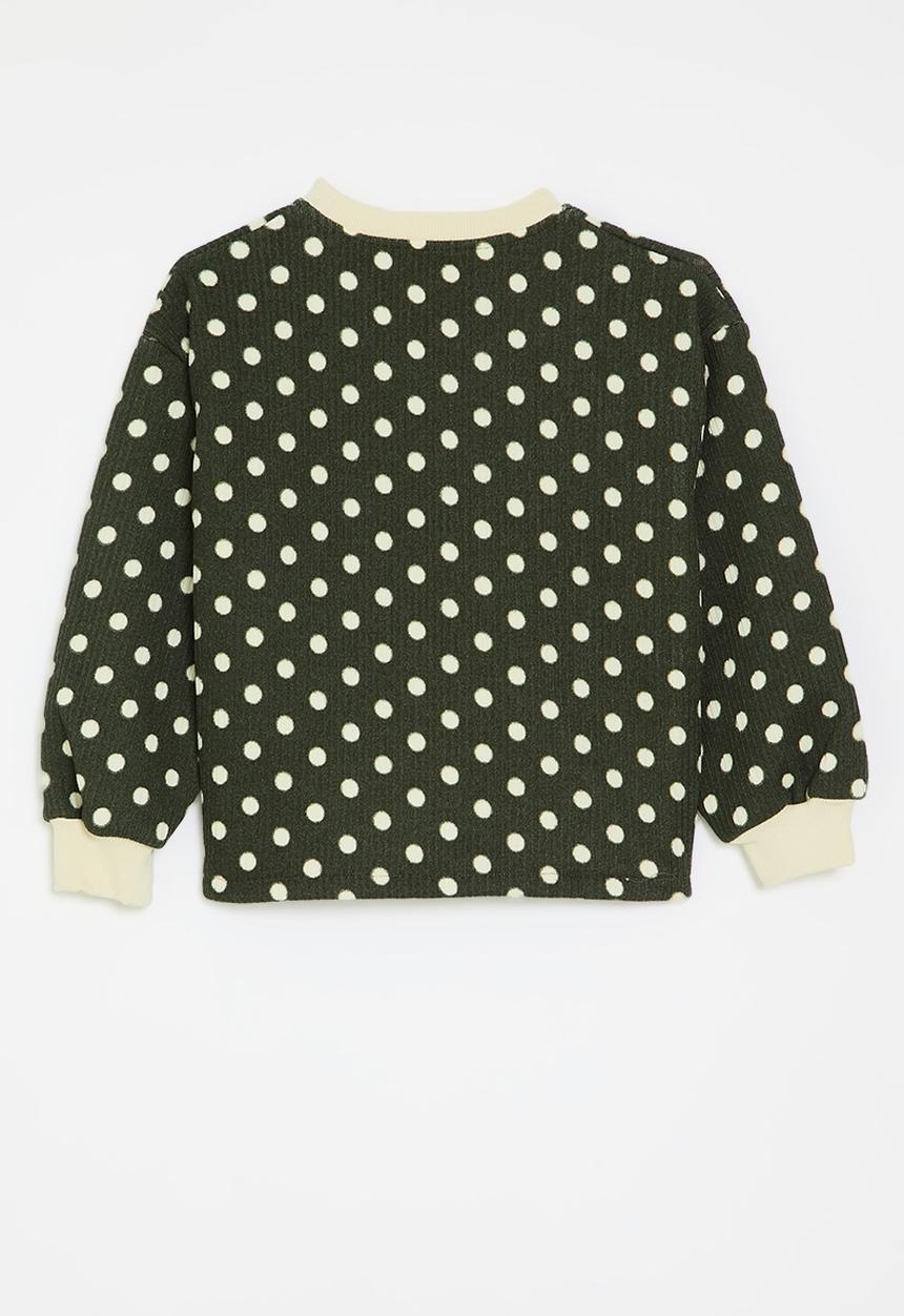 Pop Candy - Polka dot sweat top - black/cream