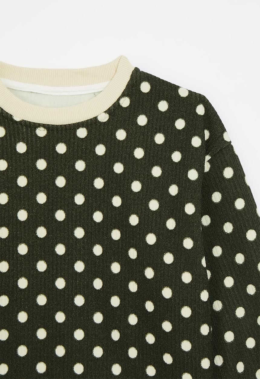 Pop Candy - Polka dot sweat top - black/cream