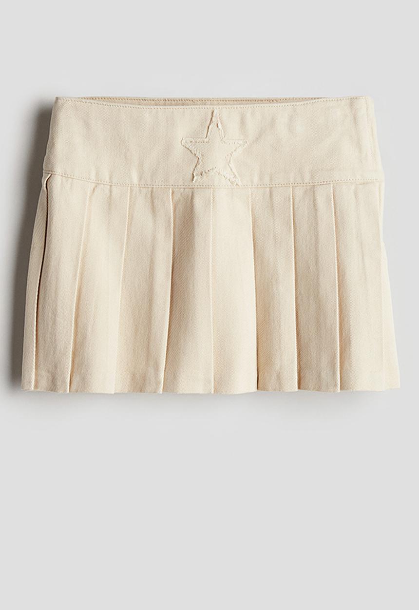 H&M - Pleated twill skirt - light beige