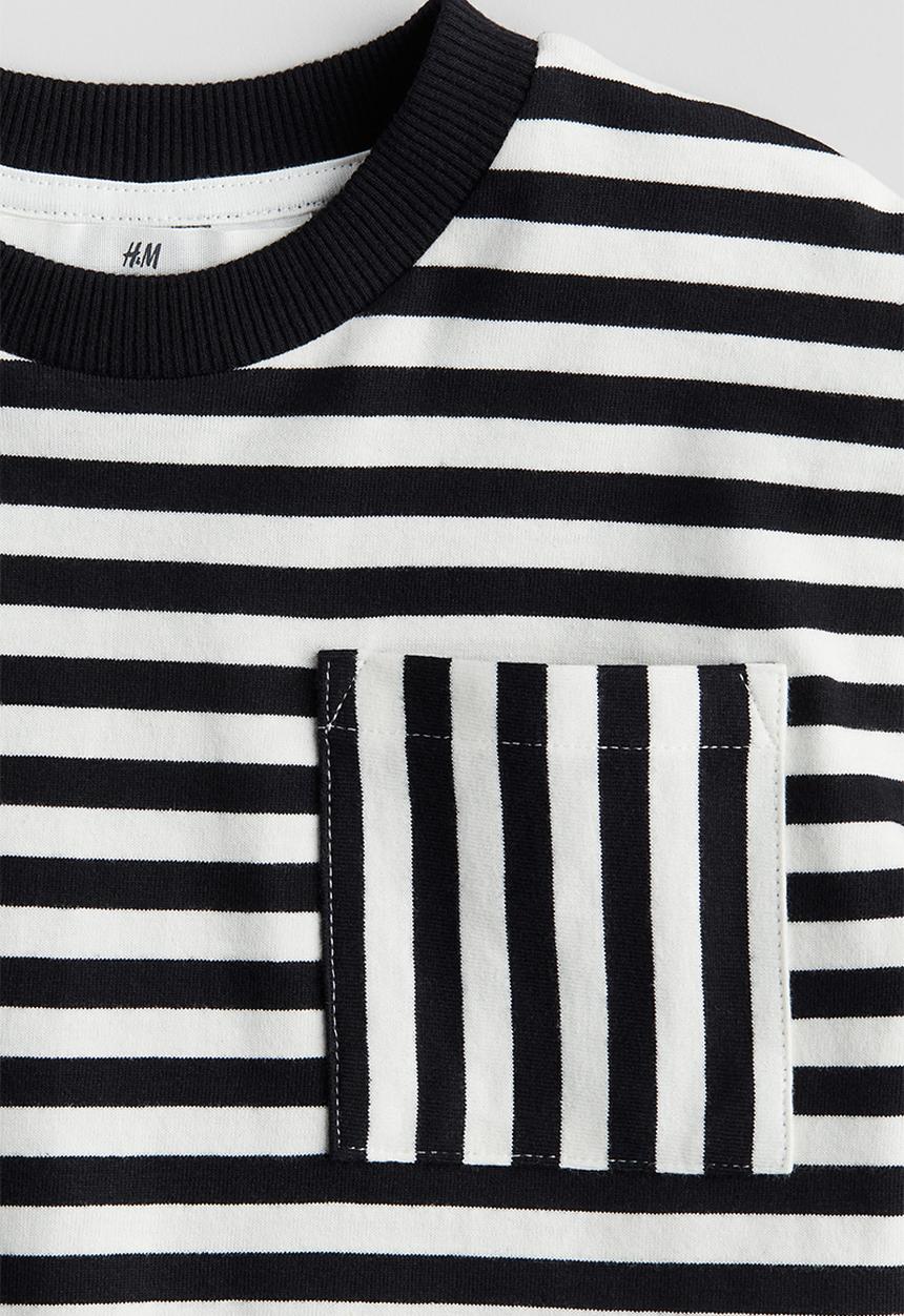 H&M - Pocket-detail t-shirt - black striped