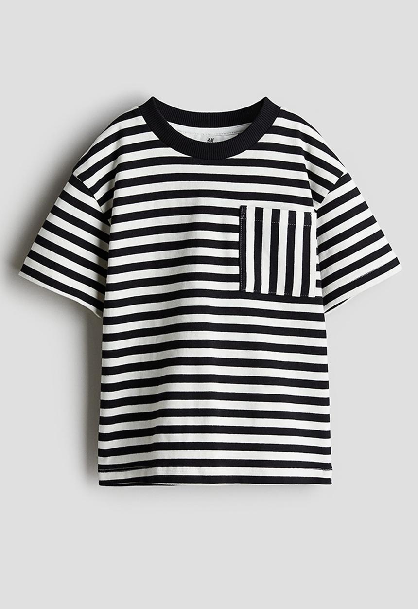 H&M - Pocket-detail t-shirt - black striped