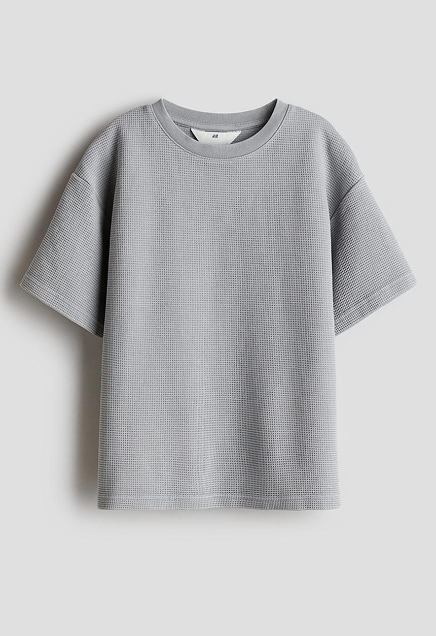 H&M - Waffled t-shirt - light grey