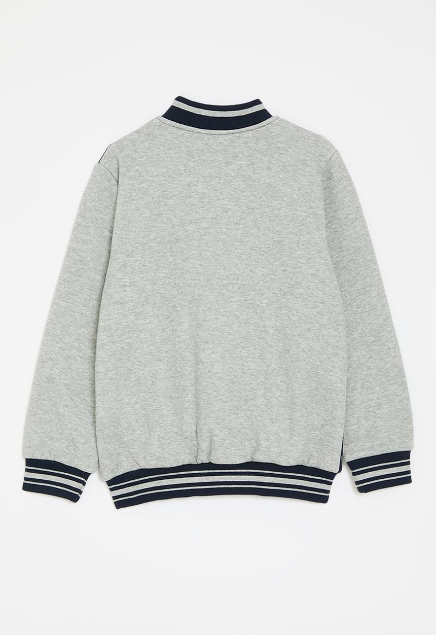 Pop Candy - Contrast baseball jacket-grey & navy