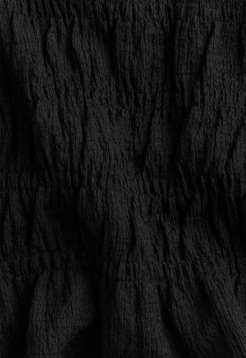 H&M - Flutter-sleeved smocked top - black