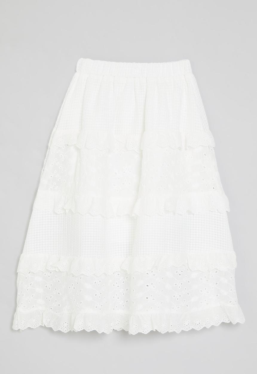 Pop Candy - Tiered skirt-white