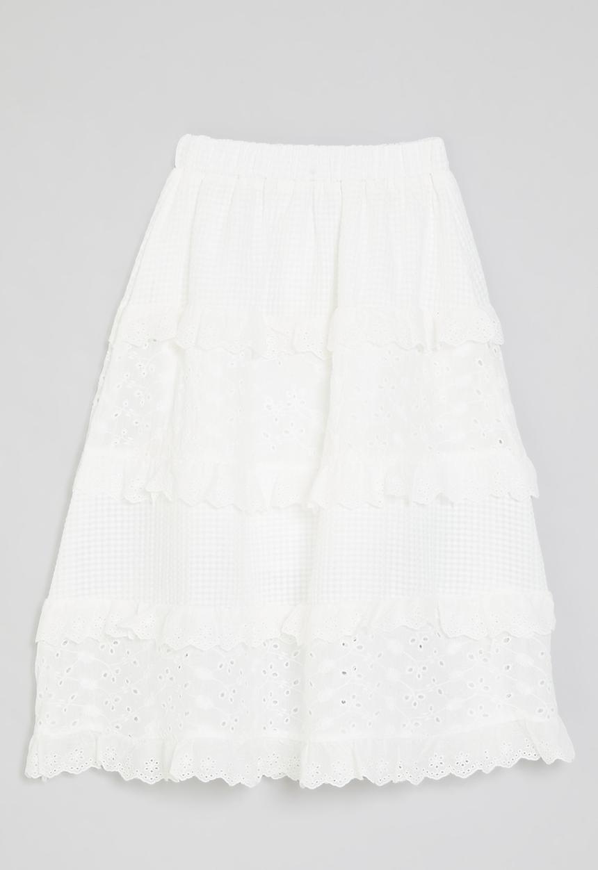 Pop Candy - Tiered skirt-white