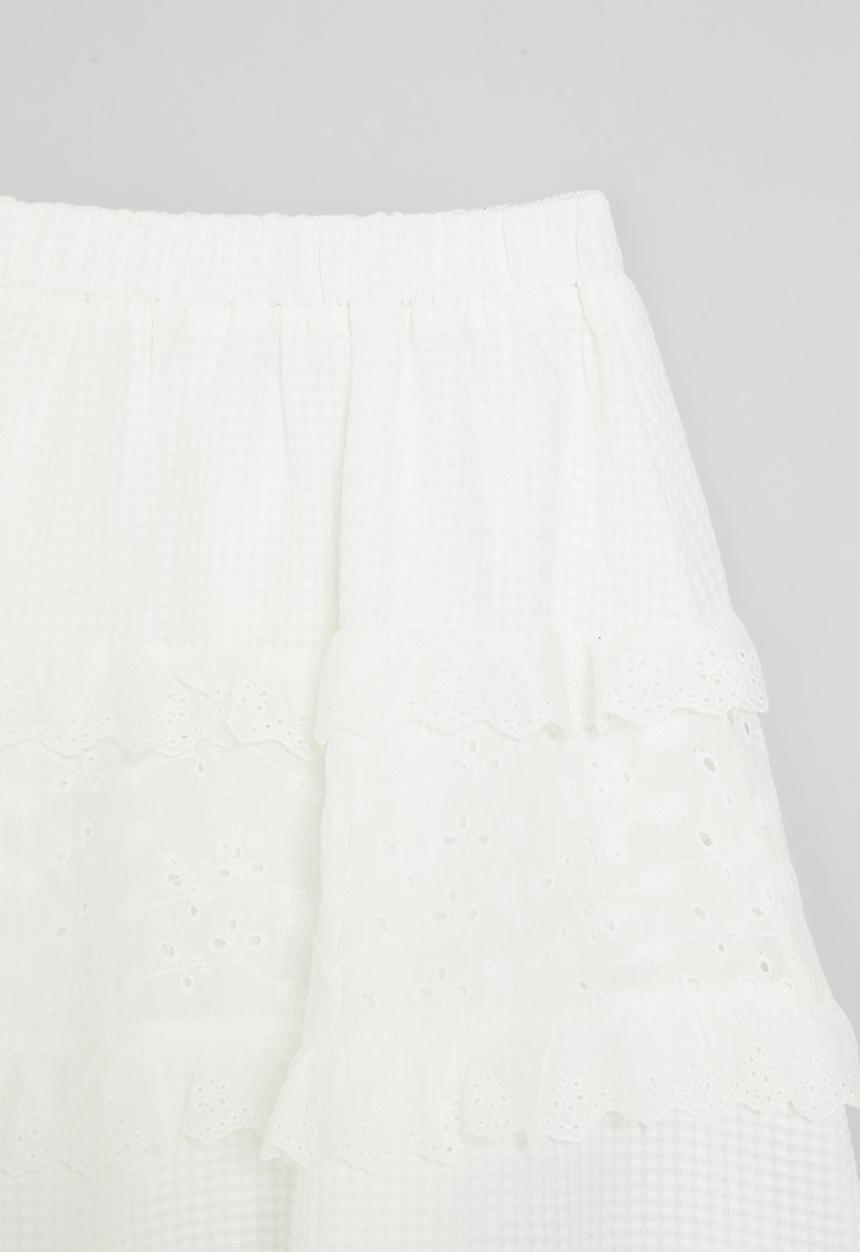 Pop Candy - Tiered skirt-white
