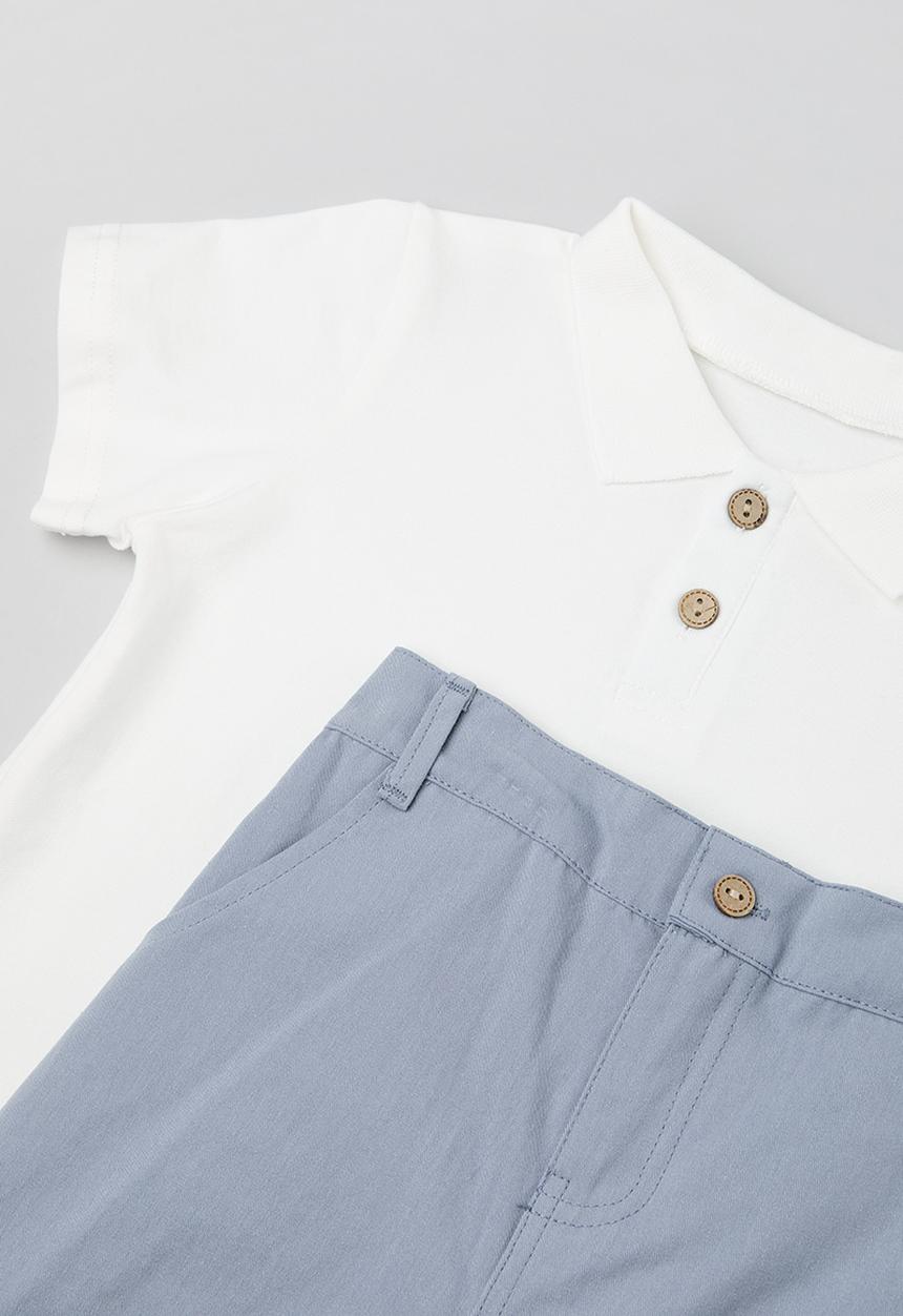 Pop Candy - Golf shirt & short set - blue & white