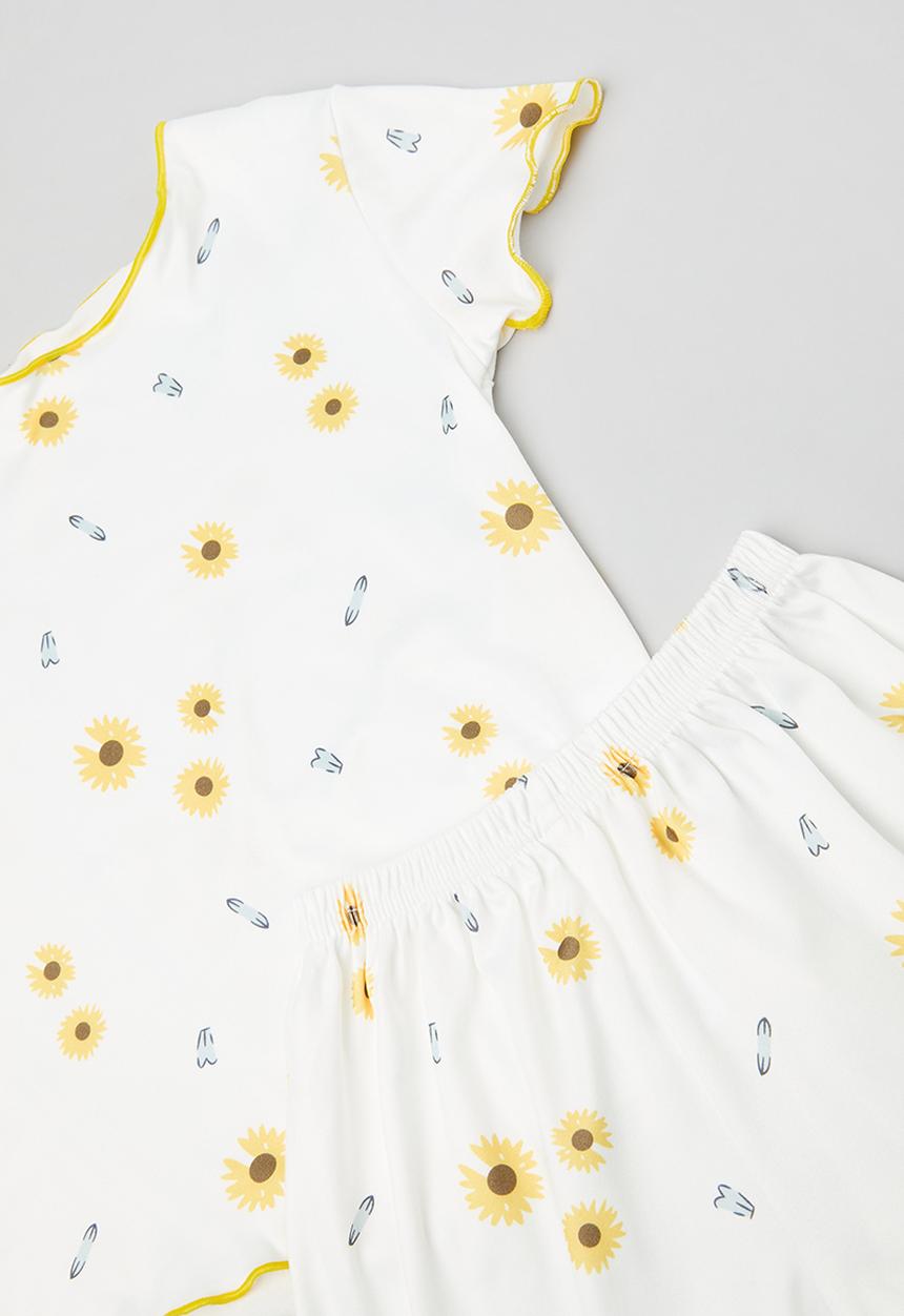 Pop Candy - Floral pj set - white & yellow 