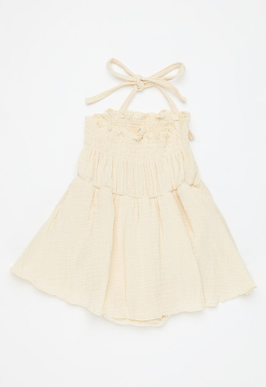 Pop Candy - Smock romper dress-ecru
