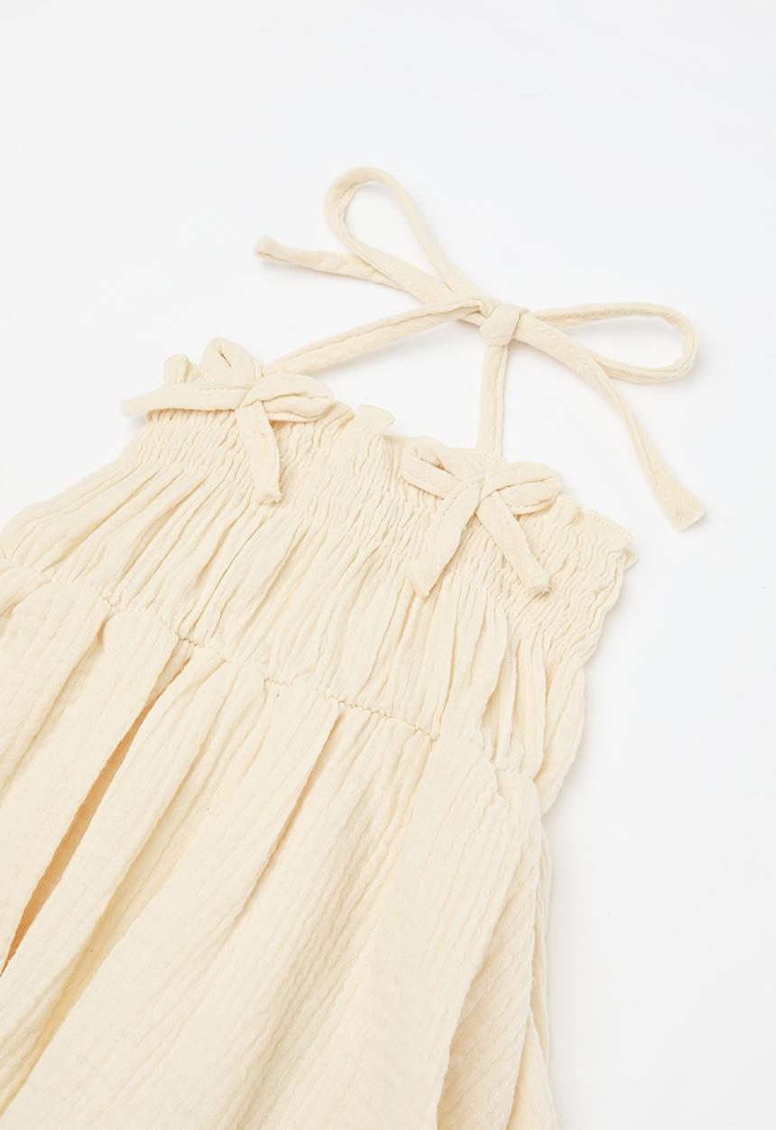 Pop Candy - Smock romper dress-ecru