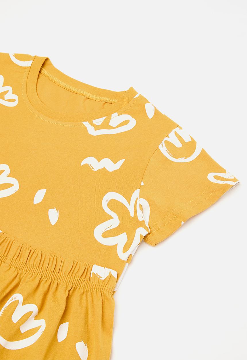 Pop Candy - Printed pj set-mustard & white