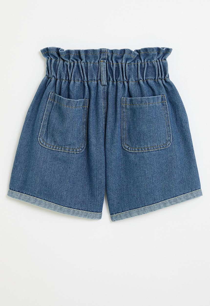 Pop Candy - Paperbag waist shorts - stonewash