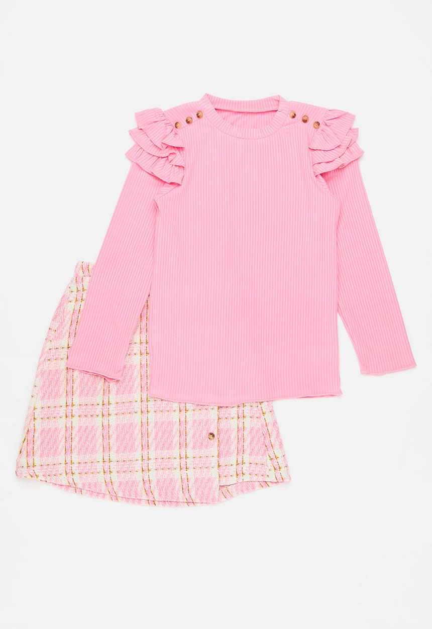 Pop Candy - Frill tee & skirt set - pink
