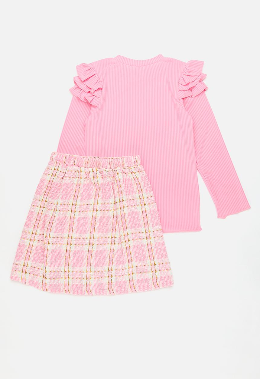 Pop Candy - Frill tee & skirt set - pink