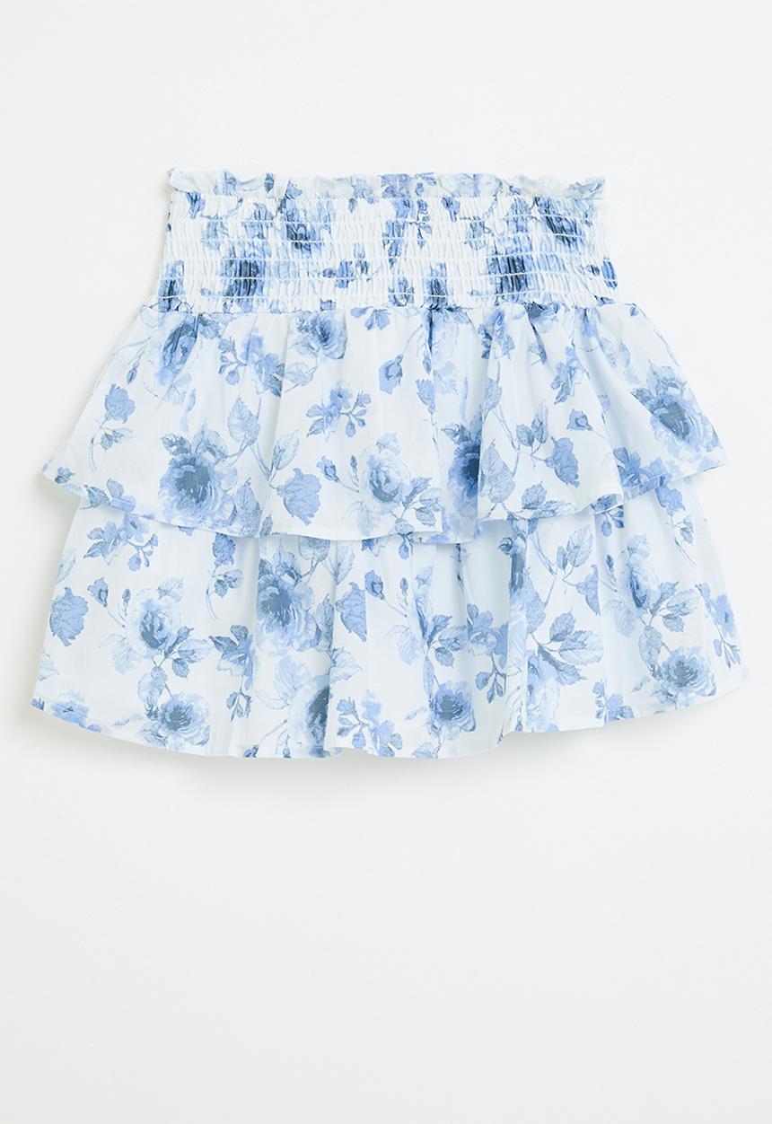 Pop Candy - Smock tiered skirt - blue & white