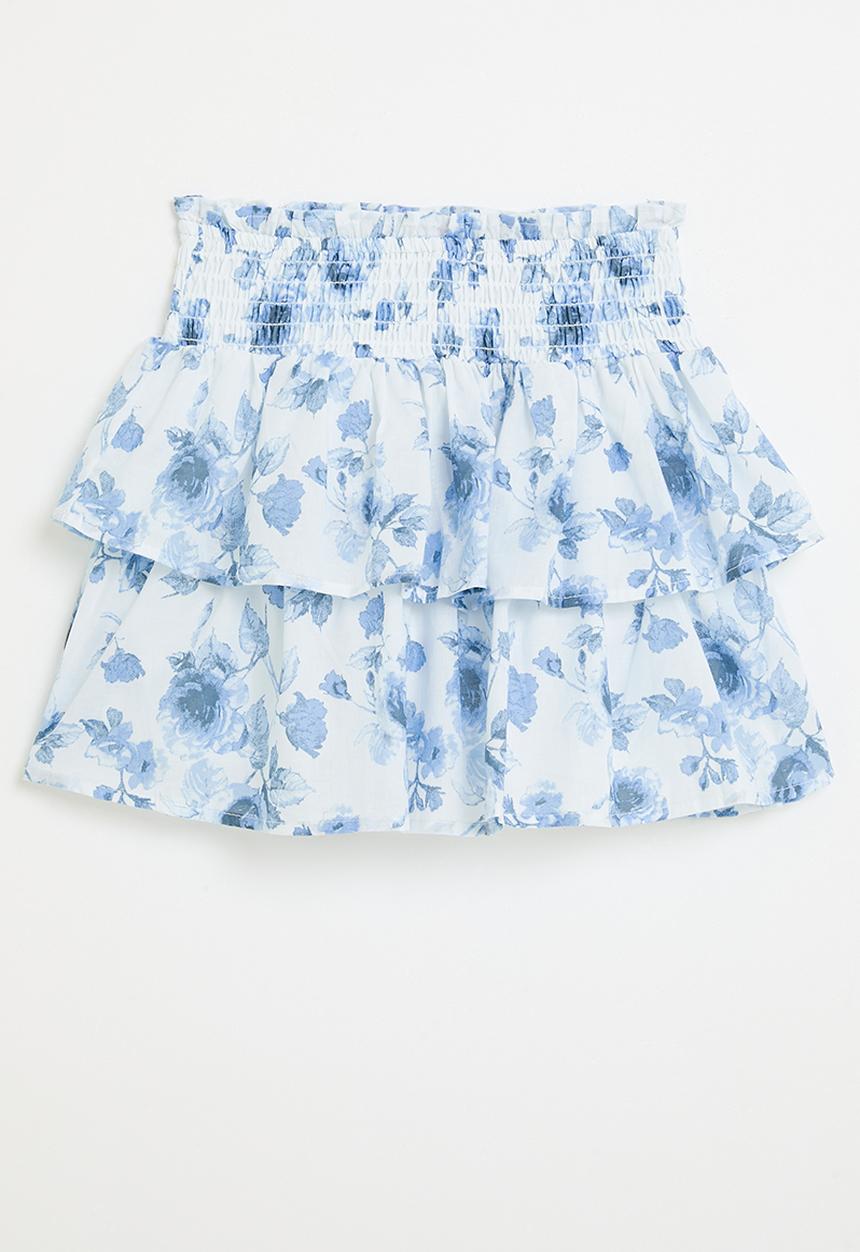 Pop Candy - Smock tiered skirt - blue & white