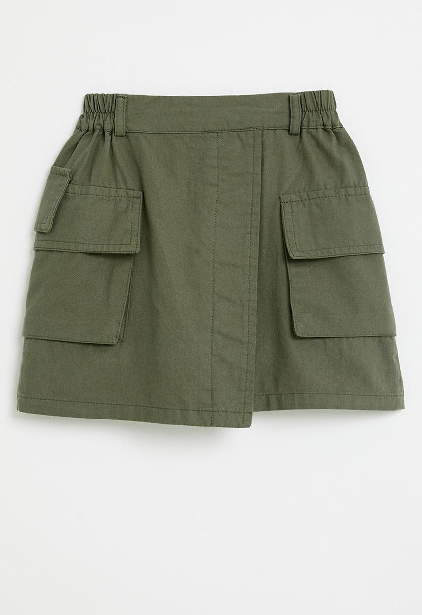 Pop Candy - Wrap utility skirt - khaki