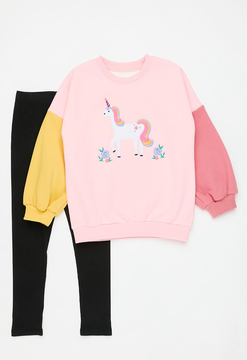 Pop Candy - Sweatshirt & legging set - pink & black