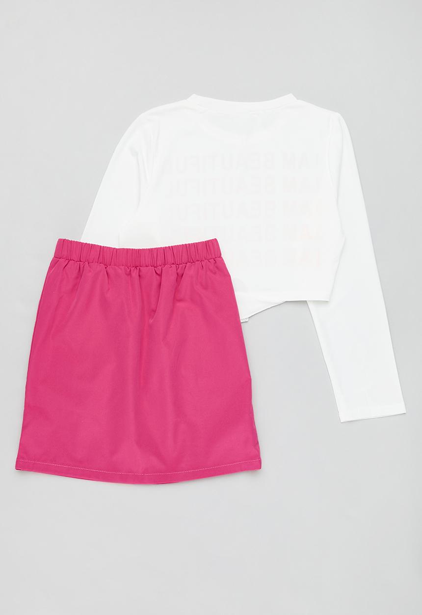 Pop Candy - Printed top & skirt set-pink & white
