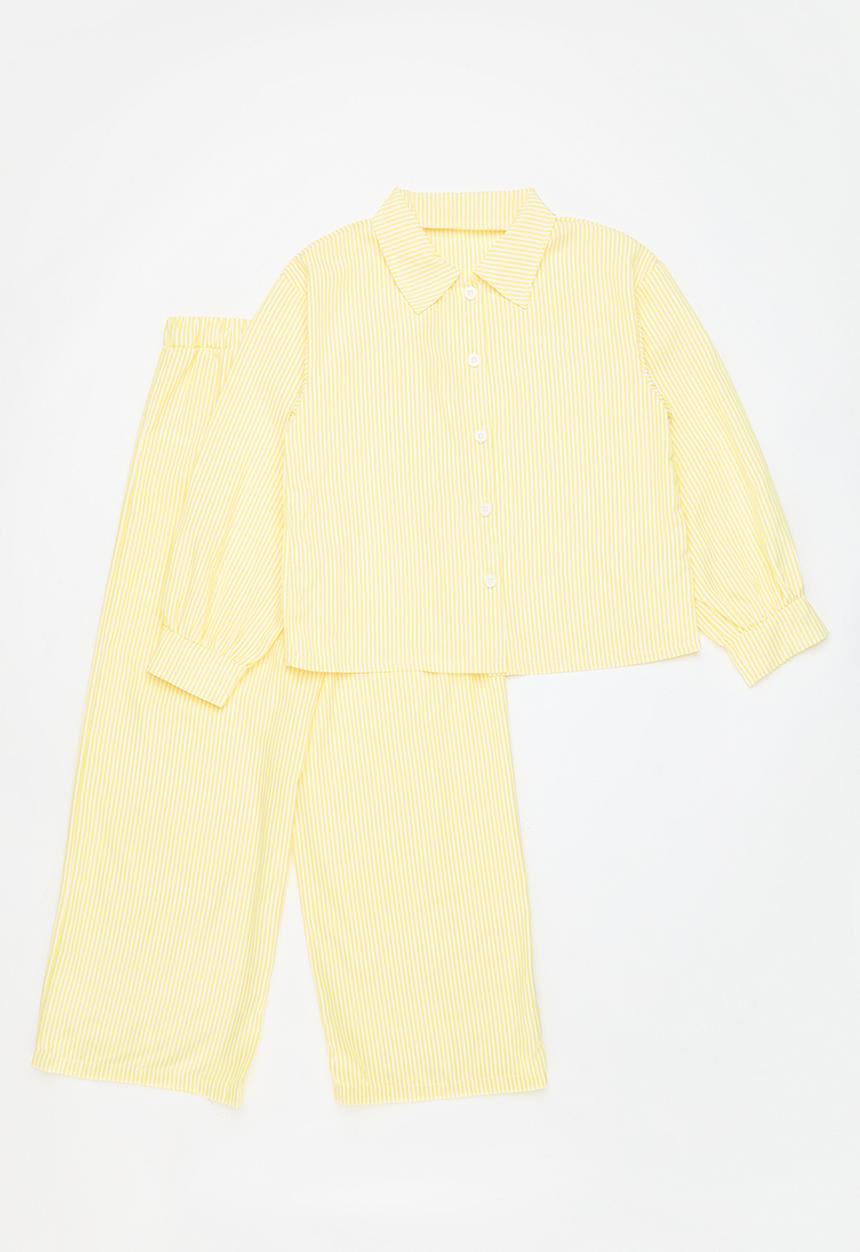 Pop Candy - Striped 2 piece set-yellow & white
