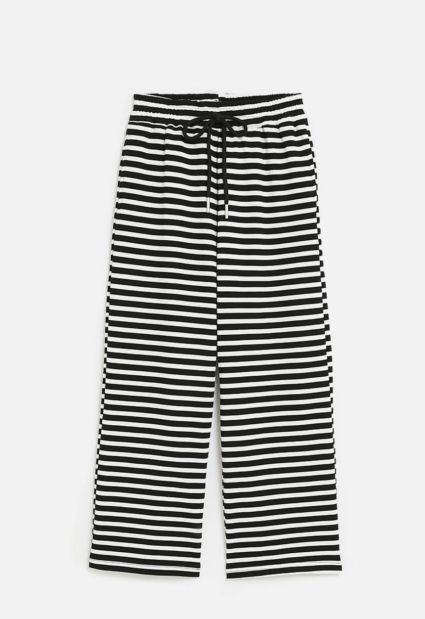 Pop Candy - Striped bootleg pants - black & white