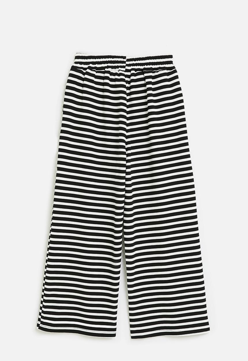 Pop Candy - Striped bootleg pants - black & white