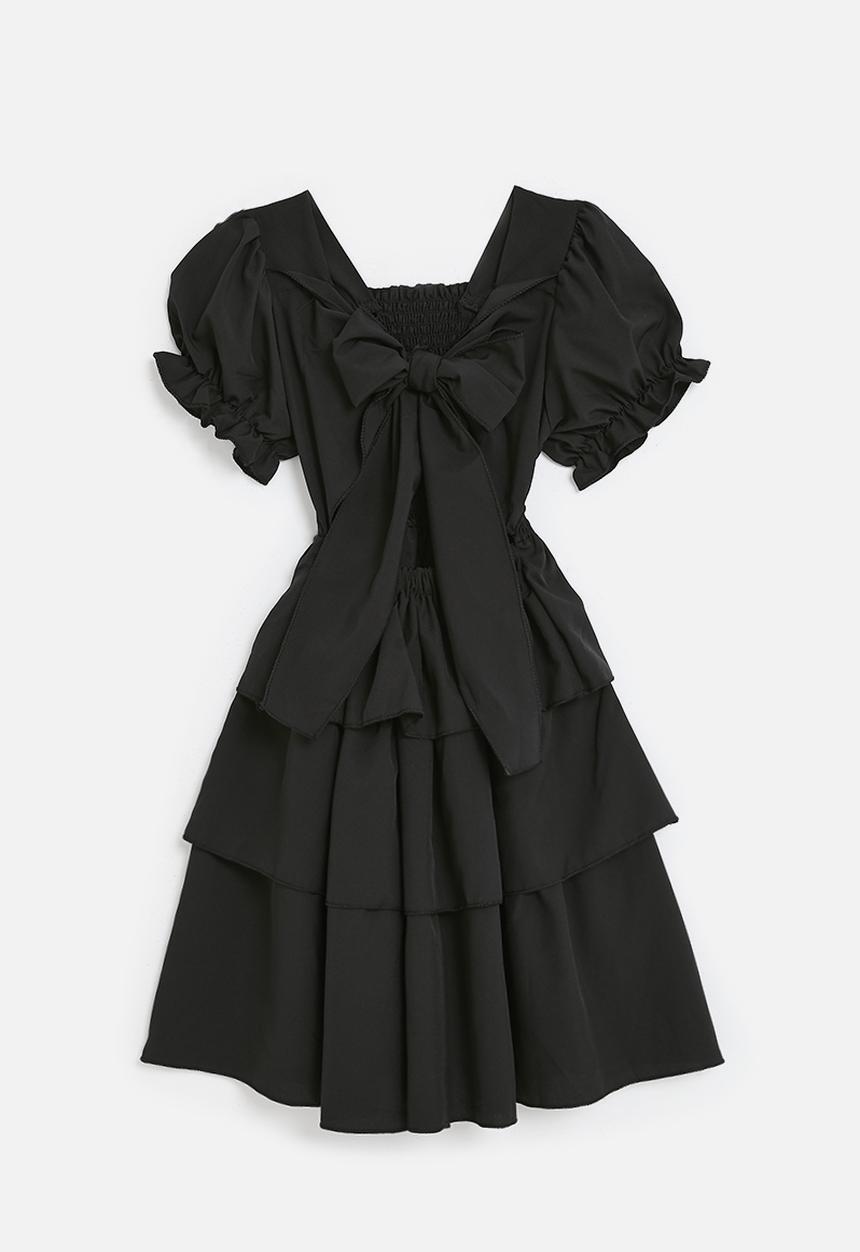 Pop Candy - Smock tiered dress - black