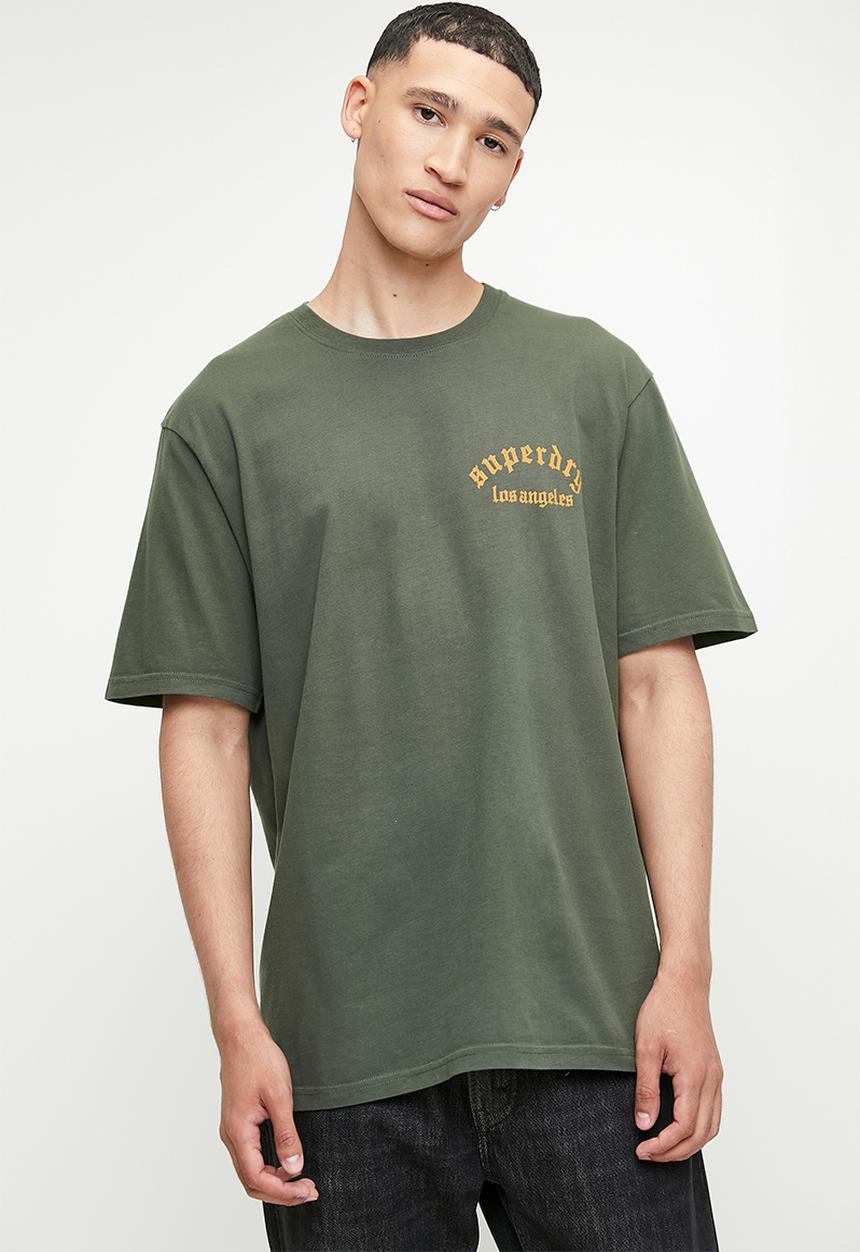 Superdry. - Tattoo back graphic loose tee - dark grey green
