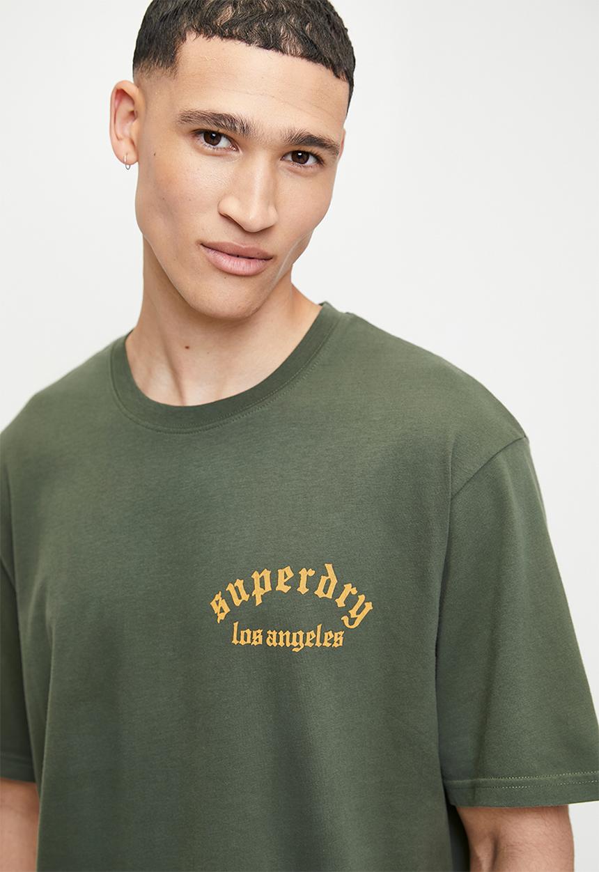 Superdry. - Tattoo back graphic loose tee - dark grey green