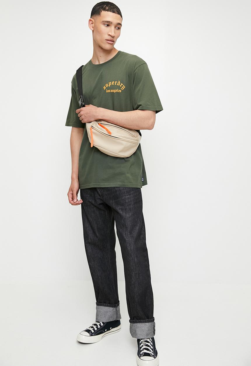 Superdry. - Tattoo back graphic loose tee - dark grey green