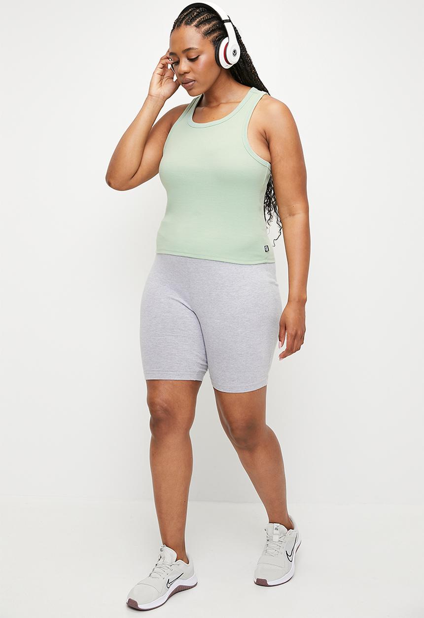Cotton On - Plus Active Core Rib Racer Tank - Silt Green