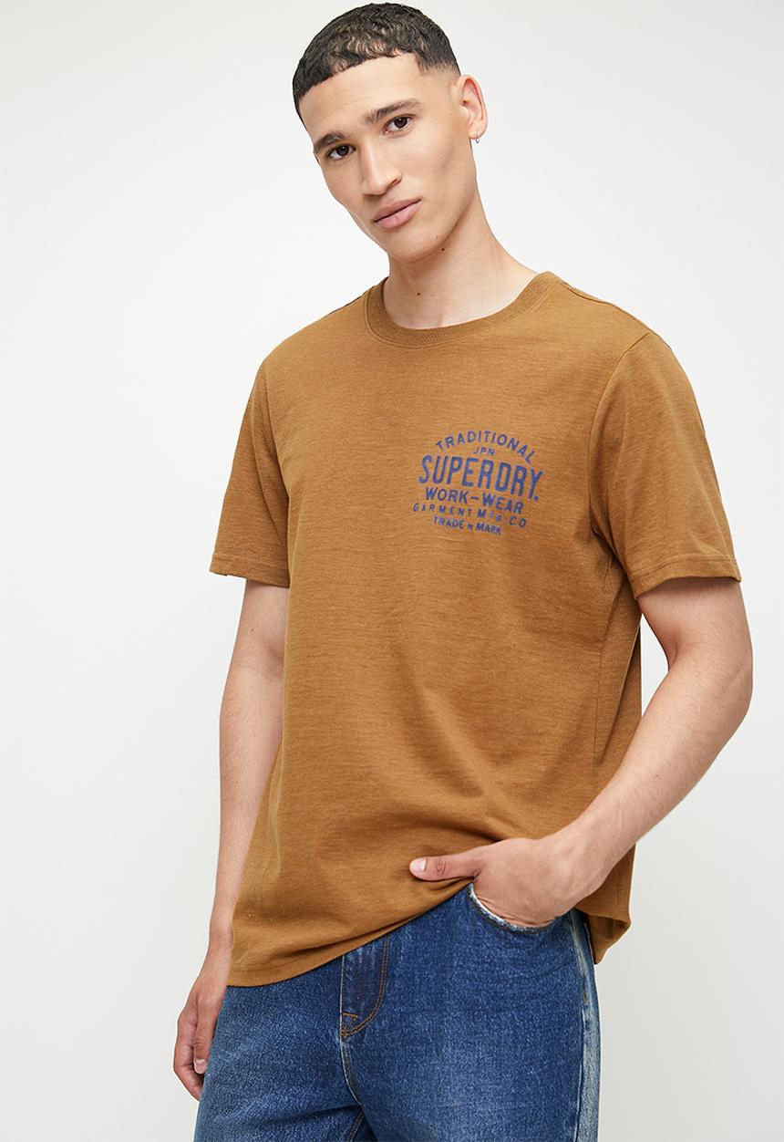 Superdry. - Machined goods workwear tee - dark tobacco marl