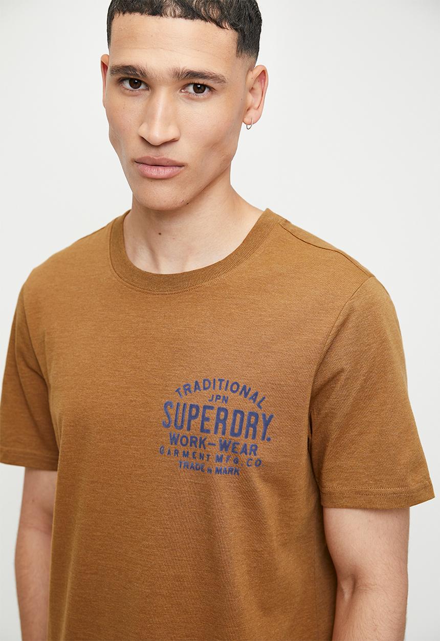 Superdry. - Machined goods workwear tee - dark tobacco marl