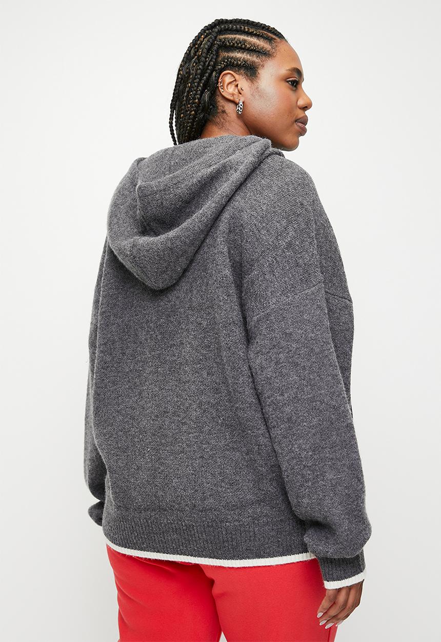 Cotton On - Plus Knitted Premium Hoodie - Charcoal